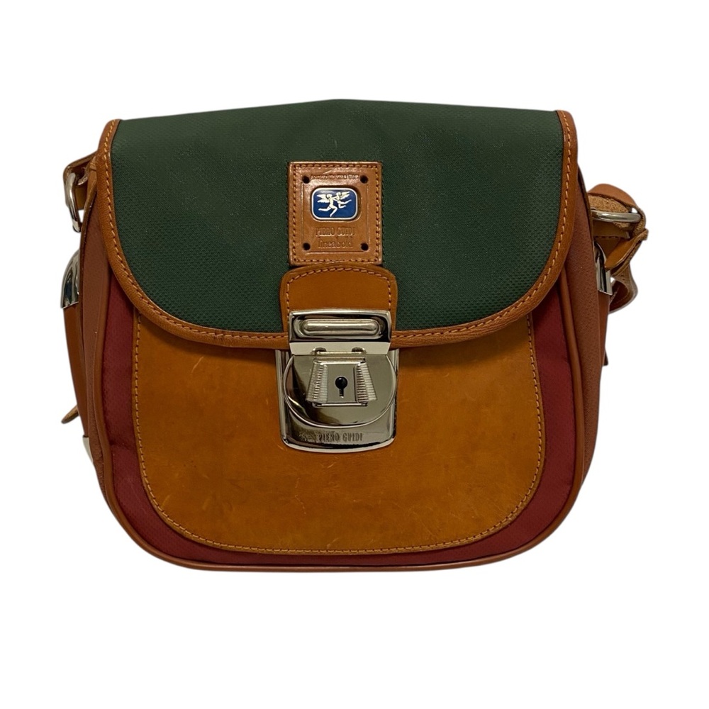 Piero Guidi Vintage Leather Tan/Green/Orange Shoulder Bag